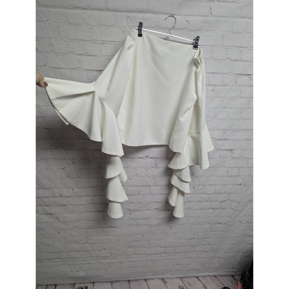 GRACI Off The Shoulder Ruffle Sleeve Cotton Top Women's Large EUC 989